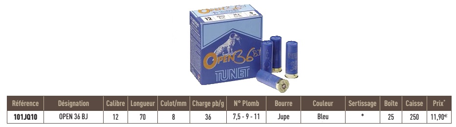 cartouche tunet open 36 bj